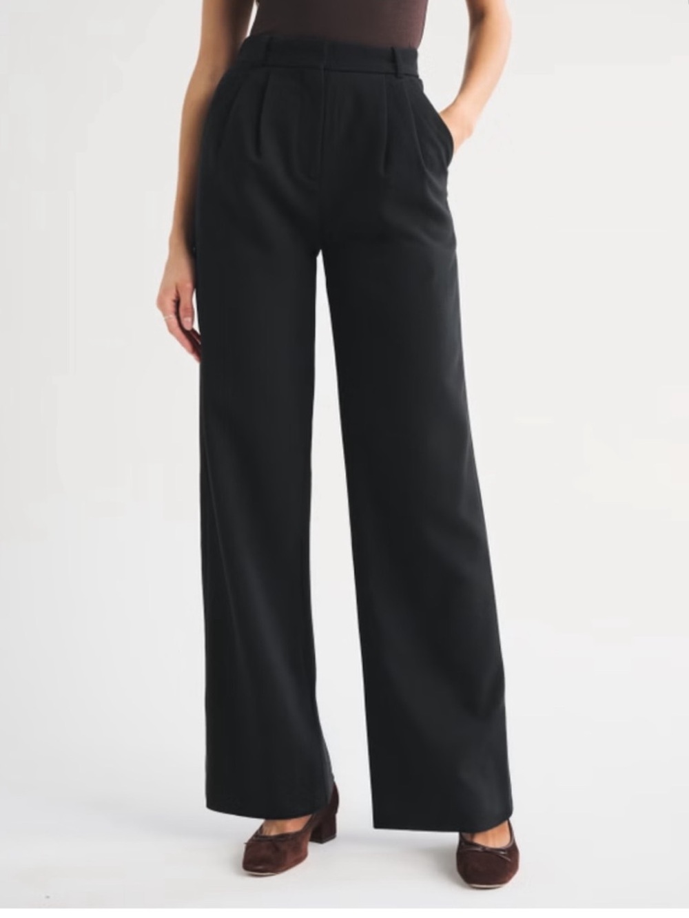 Abercrombie and Fitch Classic Wide-Leg Black Trousers Size: M
